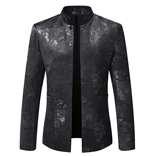 JUANMAO Stehkragen Herren Anzugjacke Herren Anzug Shiny Glitzer Sakko Suit Stilvoll Anzugjacke Blazer Blumenmuster Paisley Mäntel Wollmantel Warm Mantel Karneval Kostüm Blazer Hochzeit Party Festlich von JUANMAO