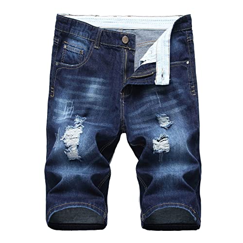 JUANMAO jeans herren Zerrissen Kurz Jeanshose Casual Business Herren Shorts Basic Denim Shorts 3/4 Hosen Freizeithose Männer Kneelang Straight Sportjeans Denim Jeansshorts Kurz Shorts Herren Jeans von JUANMAO