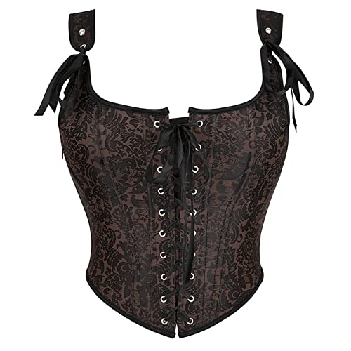 Korsett Damen Retro Gothic Steampunk Brustkorsett Fishbone Gericht Korsetts Blumenstickerei Mittelalter Renaissance Schnür Tanktop Bauchfreie Bodyshaper Abnehmen Corsage Gürtel Unterbrust Cincher von JUANMAO