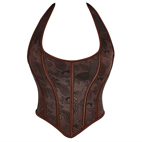 Korsett Damen Retro Gothic Steampunk Brustkorsett Fishbone Gericht Korsetts Blumenstickerei Mittelalter Renaissance Schnür Tanktop Bauchfreie Bodyshaper Abnehmen Corsage Gürtel Unterbrust Cincher von JUANMAO