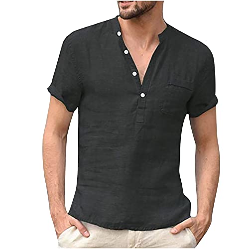 Leinenhemd Freizeithemd Brusttasche Regular Fit Hemden Männer Freizeithemd Shirts Leicht Sommer Leinenhemd Henley Shirt Knöpfen Casual Leicht Shirts Männer Freizeithemd Casual Leicht Shirts von JUANMAO