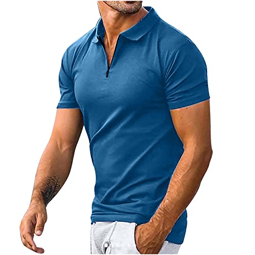 Men's Polos Mit Reißverschluss S M L XL XXL 3XL, Basic Freizeit Golf T-Shirts Poloshirt Herren Lässiges T-Shirt Poloshirt Kusinesshemden Lolfhemden Oberteile Herren Poloshirt unifarben Baumwolle von JUANMAO