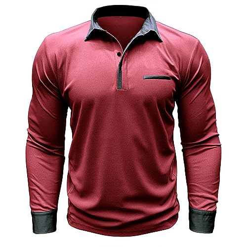 Polohemd Herren Slim Fit, Poloshirt Herren Slim Fit Kurzarm T-Shirts Golf Poloshirts Poloshirt Herren Langarm Polohemd Baumwolle Shirt Poloshirt Herren Langarm Golf T-Shirt mit Knopfleiste von JUANMAO