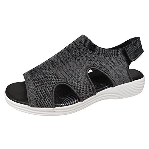 Sandalen Damen Sommer Orthopädische Schuhe Slingback Slide Sport Strick Sandalen Mit Luftkissen Leichte Laufschuhe Clogs Plateau rutschfest Frauen Barfuss Sandalette Sneaker Sportschuhe Turnschuhe von JUANMAO