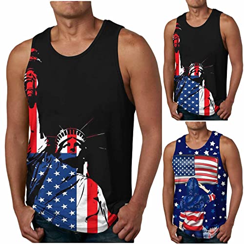 muskelshirt Herren Tag der Unabhängigkeit Muskelshirt Achselshirt Laufshirt Tank Top Herren Muskelshirt Gym Fitness Shirt Kurzarm T-Shirt Kleidung O-Ausschnitt Tops Mode Herren Junge Bluse von JUANMAO