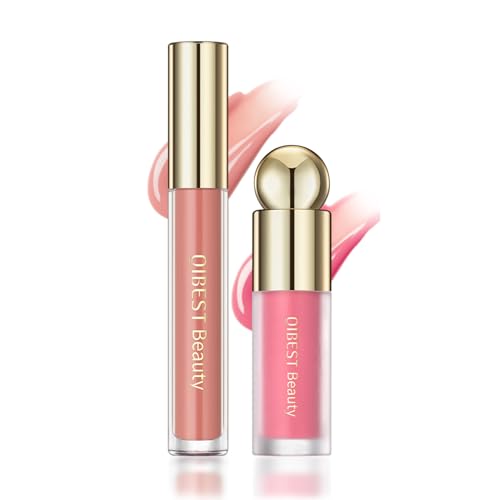 2PCS Liquid Blush & Lip Gloss,Flüssiges Creme-Rouge leichtes Creme-Rouge-Makeup,Glänzender Feuchtigkeitsspendender Lipgloss (01) von JUANPHEA