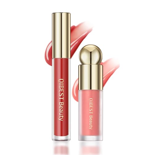 JUANPHEA 2PCS Liquid Blush & Lip Gloss,Flüssiges Creme-Rouge leichtes Creme-Rouge-Makeup,Glänzender Feuchtigkeitsspendender Lipgloss (03) von JUANPHEA