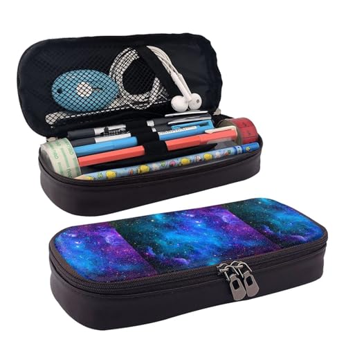 JUANYQME Galaxy Leder Stift oder Federmäppchen für Mädchen und Jungen in der Schule, kann als Schreibwarentasche, kleine Aufbewahrungstasche und Kosmetiktasche verwendet werden., Schwarz , von JUANYQME