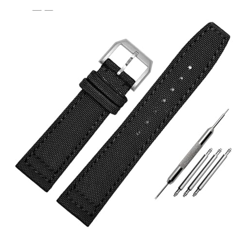 JUANZD Schauen Sie sich Band an, die mit Universal kompatibel sind Iwc Nylon Watchband Pilot IW388002 Portugal Series Watch Armband IW371446 Army Green 20mm 21mm(Black pin,20mm black clasp) von JUANZD