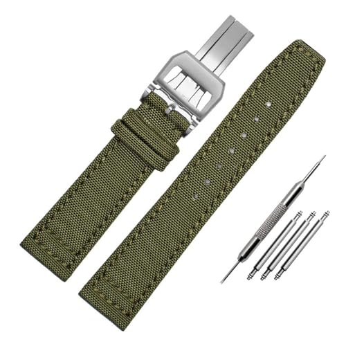 JUANZD Schauen Sie sich Band an, die mit Universal kompatibel sind Iwc Nylon Watchband Pilot IW388002 Portugal Series Watch Armband IW371446 Army Green 20mm 21mm(Green folding,22mm rose gold) von JUANZD