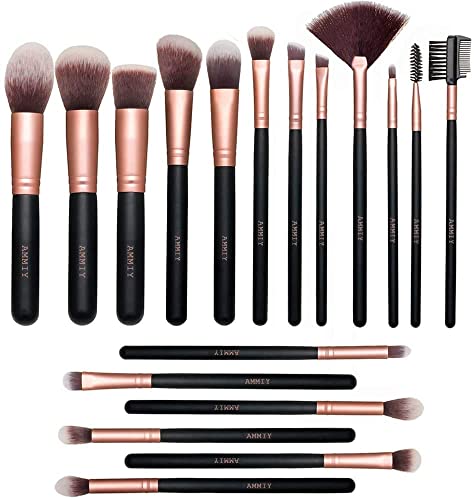 Pinselset Makeup Start Makers 18 Stück Professionelle Makeup Pinsel Set Gesicht und Auge Kunstpinsel für Foundation Puder Concealers Rouge und Lidschatten von JUAUO