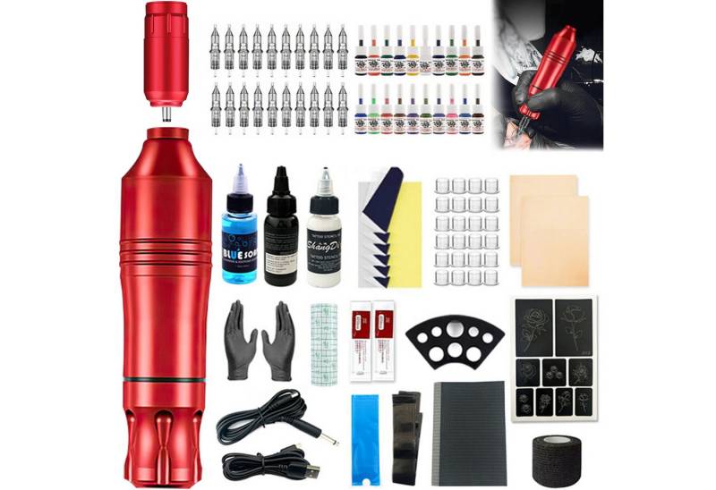 JUBOUEL Schmuck-Tattoo Tattoo Maschine Set Pen Komplettes Tattoo Set für Anfänger kabellos von JUBOUEL
