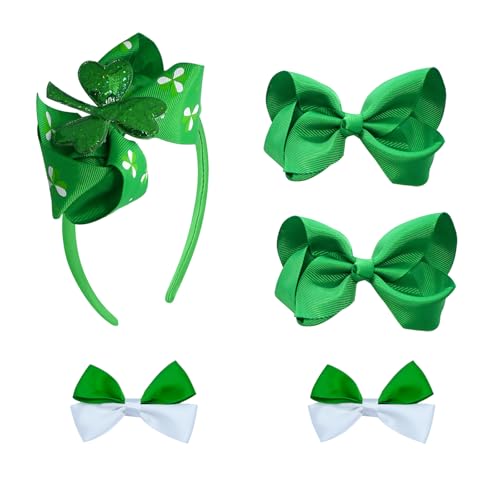 St. Patrick's Day Hair Bows Clips for Girls Alligator Clips Grosgrain Ribbon Girls Clips Bows Solid Color Hair Accessories Toddler Bows for Girls Kids 4PCS von JUCCPUL