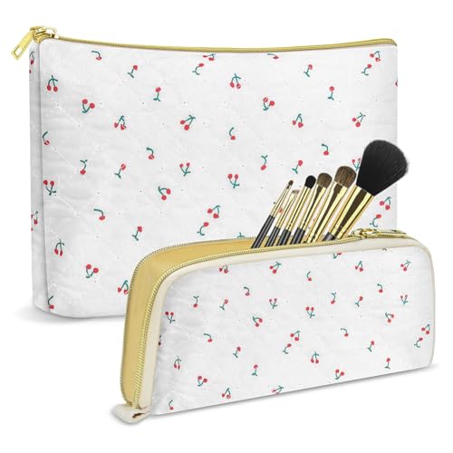 JUCHRZEY 2 Stück Damen-Kosmetiktasche, Blumen-Make-up-Organizer, großes Fassungsvermögen, Reise-Kosmetiktasche, Make-up-Tasche von JUCHRZEY
