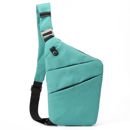 JUCHRZEY Anti-Dieb-Brusttasche, multifunktionale Herren-Umhängetasche, Nylon, tragbar for Reisen (Linke Schulter, Himmelblau) von JUCHRZEY