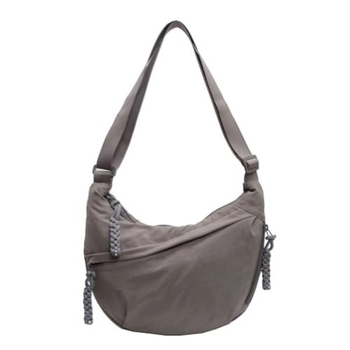 JUCHRZEY Damen Moon Bag Halbmond Umhängetasche Groß Bauchtasche Crossbag Grau, 280.00x180.00x70.00mm/11.02x7.09x2.76zoll, Reißverschluss, Einfarbig, Utility von JUCHRZEY