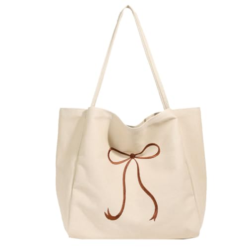 JUCHRZEY Damen-Einkaufstasche mit Schleife, modische Umhängetasche, große Kapazität, schicke Hobo-Tasche, Segeltuch, stilvolle Pendeltasche for Party, Urlaub JUCHRZEY Damen-Einkaufstasche mit Schleife, modische Umhängetasche, große Kapazität, schicke Hobo-Tasche, Segeltuch, stilvolle Pendeltasche for Party, Urlaub von JUCHRZEY