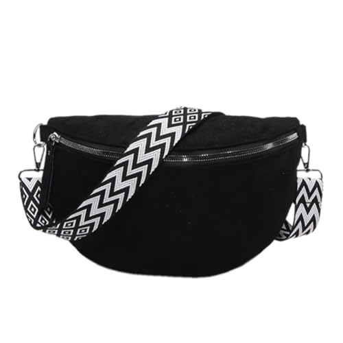 JUCHRZEY Damen-Gürteltasche aus Wildlederimitat, breiter gemusterter Riemen, Umhängetasche, einfarbig, Hüfttasche, Umhängetasche for Geschäftsreisen von JUCHRZEY