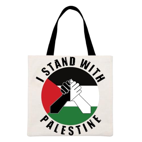 JUCHRZEY Damen-Handtasche „Palästinensische Freiheit“, große Palästina-Faust-Einkaufstasche, leichte Schultertasche mit Buchstaben-Aufdruck, Souvenir, Umhängetasche, Reise, ethnisches Gesche von JUCHRZEY