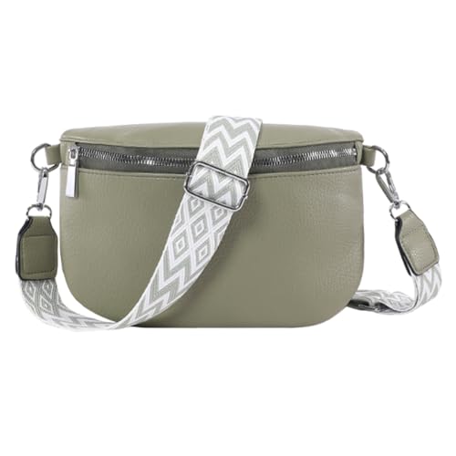 JUCHRZEY Damen-PU-Brusttasche, Trendige Umhängetasche, große Kapazität, stilvolle Umhängetasche, einfarbig, weiche Hüfttasche, Verstellbarer Riemen, einfache Bauchtasche von JUCHRZEY