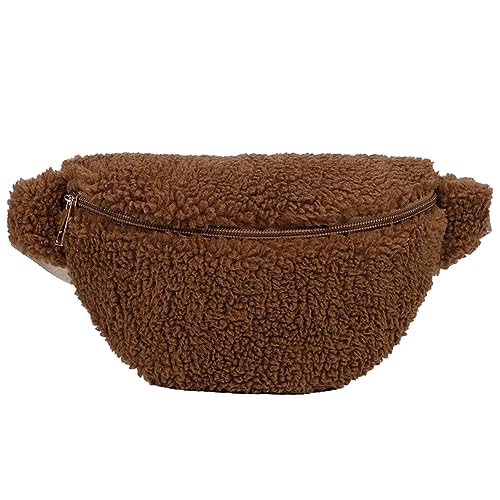 JUCHRZEY Fluffy Sling Bag Reißverschluss Frauen faltbar Fuzzy Crossbody Bag Fashion Waist Packs Lightweight Autumn Winter Daily Bag von JUCHRZEY