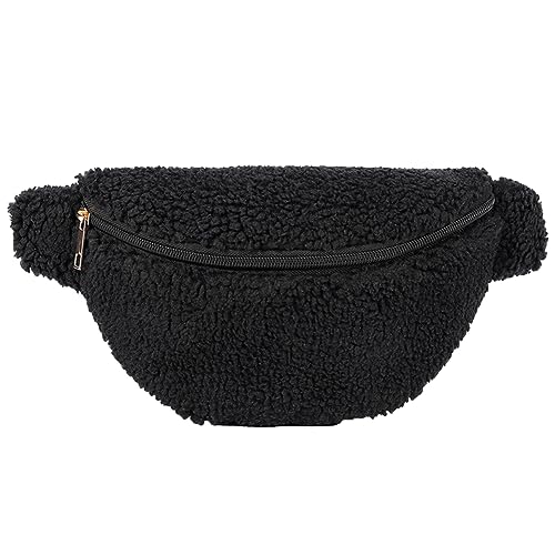 JUCHRZEY Fluffy Sling Bag Reißverschluss Frauen faltbar Fuzzy Crossbody Bag Fashion Waist Packs Lightweight Autumn Winter Daily Bag von JUCHRZEY