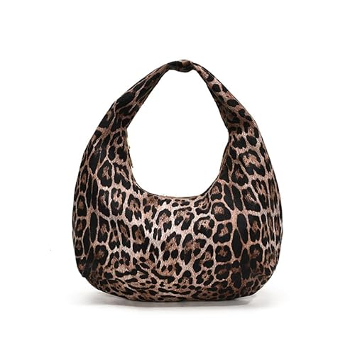 JUCHRZEY Handtasche Damen PU Leoparden Schultertasche Große Kapazität Kreisförmige Unterarmtasche Mit Reißverschlussverschluss Handtasche von JUCHRZEY