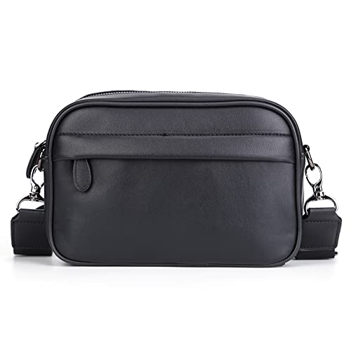 JUCHRZEY Leder Männer Schulter Tasche Klassische Muster Casual Business Schulter Geldbörse Breiten Riemen Plaid Designer Männlichen Sling Taschen von JUCHRZEY