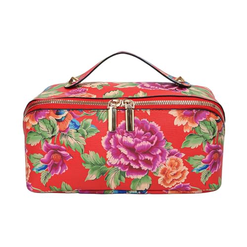 JUCHRZEY Make-up-Tasche im chinesischen Stil Northeast Big Flower Vintage-Kosmetiktasche PU-Leder Make-up-Organizer Aufbewahrungstasche wasserdichte Multifunktions-Kulturtasche JUCHRZEY Make-up-Tasche im chinesischen Stil Northeast Big Flower Vintage-Kosmetiktasche PU-Leder Make-up-Organizer Aufbewahrungstasche wasserdichte Multifunktions-Kulturtasche von JUCHRZEY