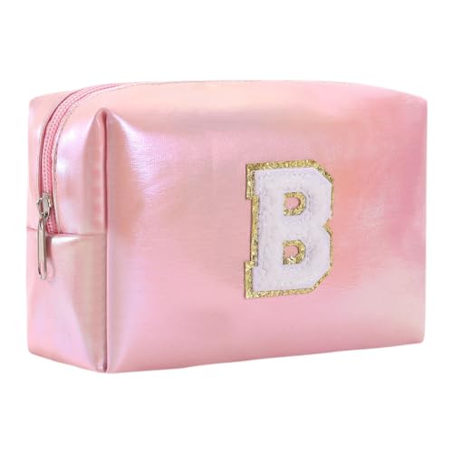 JUCHRZEY PU-Clutch-Aufbewahrungstasche, wasserdichte Buchstaben-Make-up-Tasche for Teenager-Mädchen (Buchstabe A) von JUCHRZEY