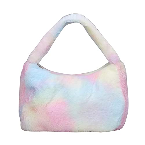JUCHRZEY Regenbogen-Umhängetasche, einfache Handtasche mit Farbverlauf, großes Fassungsvermögen, bunte Tasche mit Griff oben, weiche Tragetasche, lässige Einkaufstasche von JUCHRZEY