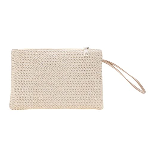 JUCHRZEY Retro-Damen-Clutch im Bohemian-Stil, gewebt, für den Strand, Sommer, Handtasche (weiß) von JUCHRZEY