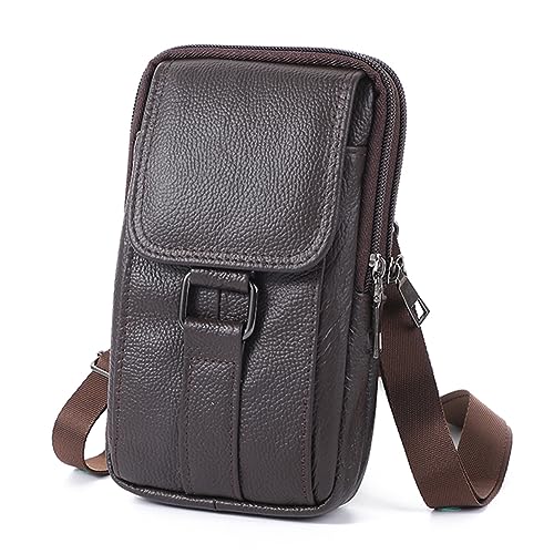 JUCHRZEY Tragbare Herren Messenger Bags Rindsleder Gürteltasche Geldbörse Mode Einfache Multi-Taschen Lässig for Outdoor-Sport von JUCHRZEY