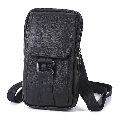 JUCHRZEY Tragbare Herren Messenger Bags Rindsleder Gürteltasche Geldbörse Mode Einfache Multi-Taschen Lässig for Outdoor-Sport von JUCHRZEY