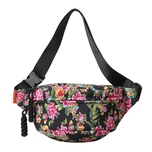 JUCHRZEY Umhängetasche for Damen, Blumenmuster, weich, schlicht, Umhängetasche, leicht, Vintage-Stil, Hüfttasche, vielseitige Damen-Outdoor-Tasche von JUCHRZEY