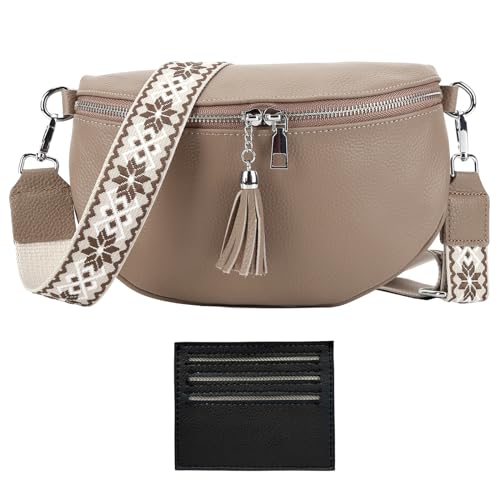 JUCHRZEY Vielseitige modische Umhängetasche aus echtem Leder, Gürteltasche, Gitarrengurt, lässige Reisetasche, lässige Umhängetasche for Damen von JUCHRZEY