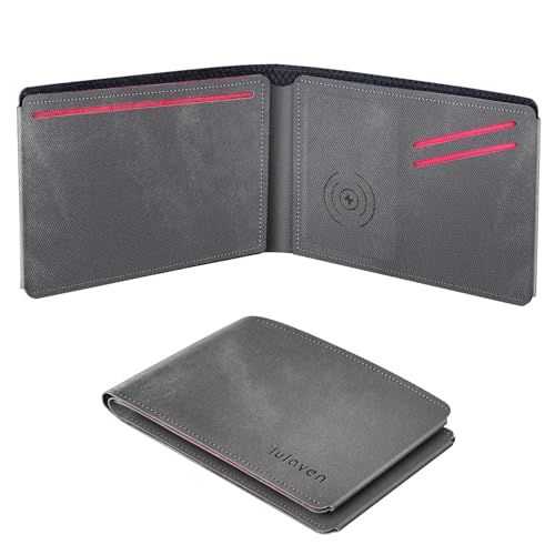 Tracker-Karten-Reisepasshülle für Reisen, kabellos, wiederaufladbar, Leder, Reisepasshülle für Damen und Herren, Reisepasshülle mit Bluetooth, Artikelfinder, kompatibel mit Find My (nur iOS) von JUCONU