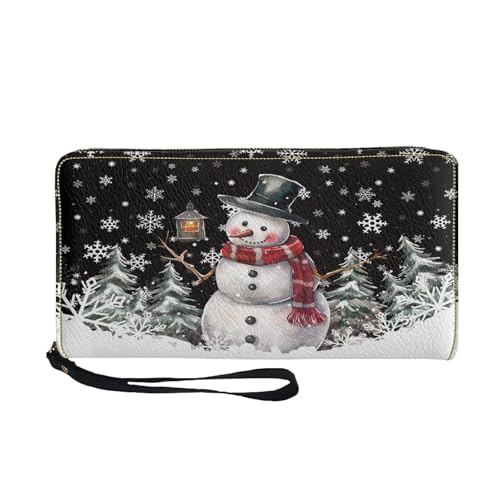 JUDENTIDOS Damen-Geldbörse, RFID-blockierend, große Kapazität, Handtasche mit Handgelenkriemen und mehreren Kartenfächern, Christmas Cutw Schneemann, Einheitsgröße von JUDENTIDOS