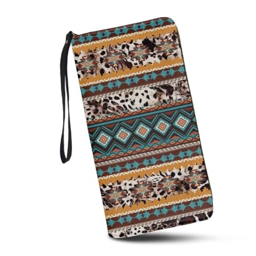 JUDENTIDOS Damen-Geldbörse, RFID-blockierend, große Kapazität, Handtasche mit Handgelenkriemen und mehreren Kartenfächern, Navajo Geometric Indianer, Einheitsgröße von JUDENTIDOS