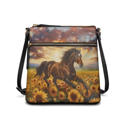 JUDENTIDOS Damen-Hobo-Handtasche, Schultertasche, Umhängetasche, Hobo-Tasche, Schultertasche mit verstellbarem Riemen, Sonnenblumenpferd, Einheitsgröße JUDENTIDOS Damen-Hobo-Handtasche, Schultertasche, Umhängetasche, Hobo-Tasche, Schultertasche mit verstellbarem Riemen, Sonnenblumenpferd, Einheitsgröße von JUDENTIDOS