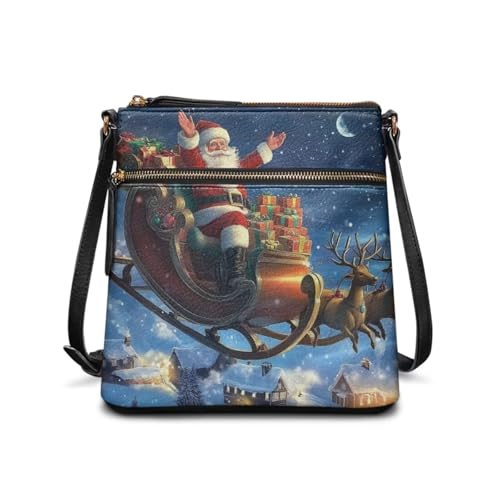 JUDENTIDOS Damen-Hobo-Handtasche, Schultertasche, Umhängetasche, Hobo-Tasche, Schultertasche mit verstellbarem Riemen, Weihnachtsmann auf Schlitten Rentier, Einheitsgröße JUDENTIDOS Damen-Hobo-Handtasche, Schultertasche, Umhängetasche, Hobo-Tasche, Schultertasche mit verstellbarem Riemen, Weihnachtsmann auf Schlitten Rentier, Einheitsgröße von JUDENTIDOS