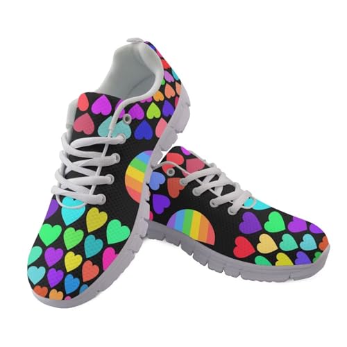 JUDENTIDOS Damen-Laufschuhe, atmungsaktive Tennisschuhe, Netzstoff, Walking-Sneaker, Rainbow Hearts Pride, 47 EU JUDENTIDOS Damen-Laufschuhe, atmungsaktive Tennisschuhe, Netzstoff, Walking-Sneaker, Rainbow Hearts Pride, 47 EU von JUDENTIDOS