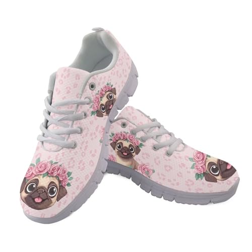JUDENTIDOS Damen Laufschuhe Leichte rutschfeste Atmungsaktive Walkingschuhe, Niedlicher Mops-Blumen, 45 EU JUDENTIDOS Damen Laufschuhe Leichte rutschfeste Atmungsaktive Walkingschuhe, Niedlicher Mops-Blumen, 45 EU von JUDENTIDOS
