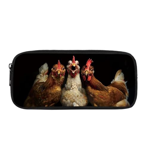 JUDENTIDOS Federmäppchen für Jungen und Mädchen, Federmäppchen, Organizer mit Reißverschluss, Federmäppchen für Teenager, Schwarzes Hahn-Huhn, Taschen-Organizer von JUDENTIDOS