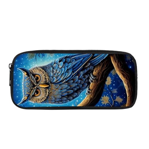 JUDENTIDOS Federmäppchen für Jungen und Mädchen, Federmäppchen, Organizer mit Reißverschluss, Federmäppchen für Teenager, blaue eule, Taschen-Organizer von JUDENTIDOS
