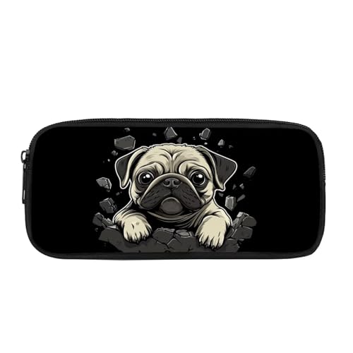 JUDENTIDOS Federmäppchen für Mädchen und Jungen, Stifteetui mit Reißverschluss, Stifteetui, Stifteetui, Niedlicher Mops, Taschen-Organizer von JUDENTIDOS
