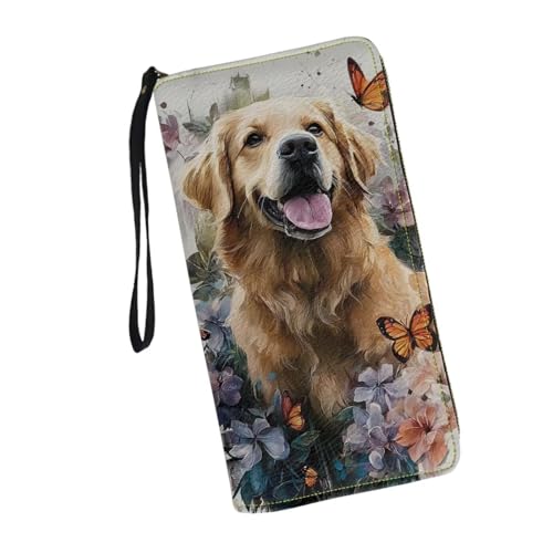 JUDENTIDOS Geldbörse mit Handgelenkschlaufe für Damen, Leder, Kartenhalter, Handy, Münze, Organizer, RFID-blockierende Clutch-Geldbörse, Lustiger Golden Retriever, Einheitsgröße JUDENTIDOS Geldbörse mit Handgelenkschlaufe für Damen, Leder, Kartenhalter, Handy, Münze, Organizer, RFID-blockierende Clutch-Geldbörse, Lustiger Golden Retriever, Einheitsgröße von JUDENTIDOS