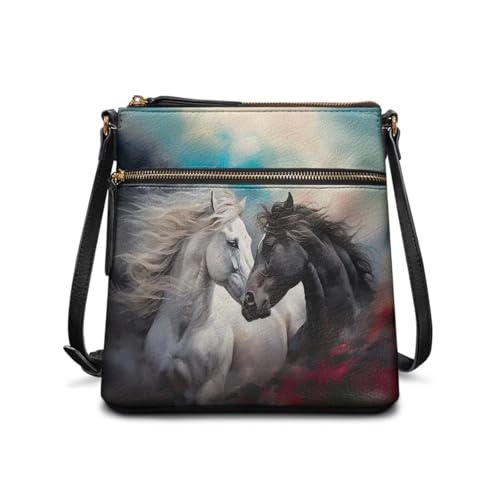 JUDENTIDOS Hobo Damen-Handtaschen, niedliche Umhängetasche, Leder, Tragetasche, Schultertasche mit verstellbarem Riemen, Pferd Tier, Einheitsgröße von JUDENTIDOS