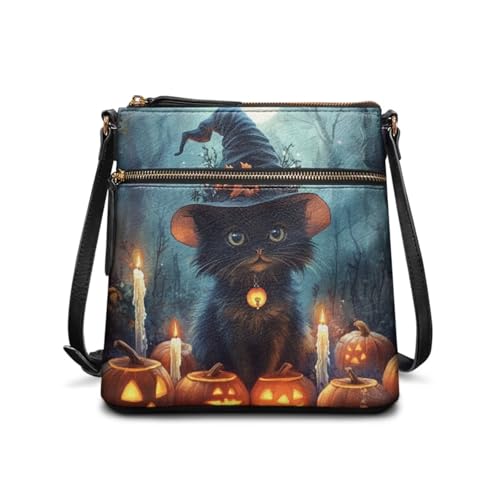 JUDENTIDOS Hobo Handtasche und Geldbörsen für Damen, Umhängetasche, Leder, mit verstellbarem Riemen, Halloween Black Cat, Einheitsgröße JUDENTIDOS Hobo Handtasche und Geldbörsen für Damen, Umhängetasche, Leder, mit verstellbarem Riemen, Halloween Black Cat, Einheitsgröße von JUDENTIDOS