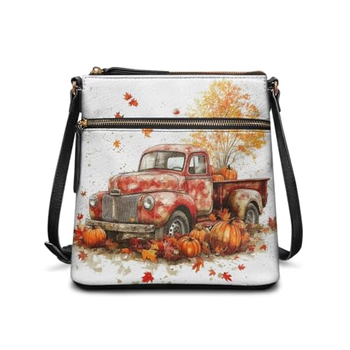 JUDENTIDOS Hobo Handtasche und Geldbörsen für Damen, Umhängetasche, Leder, mit verstellbarem Riemen, Herbst-Truck-Kürbisse, Einheitsgröße JUDENTIDOS Hobo Handtasche und Geldbörsen für Damen, Umhängetasche, Leder, mit verstellbarem Riemen, Herbst-Truck-Kürbisse, Einheitsgröße von JUDENTIDOS